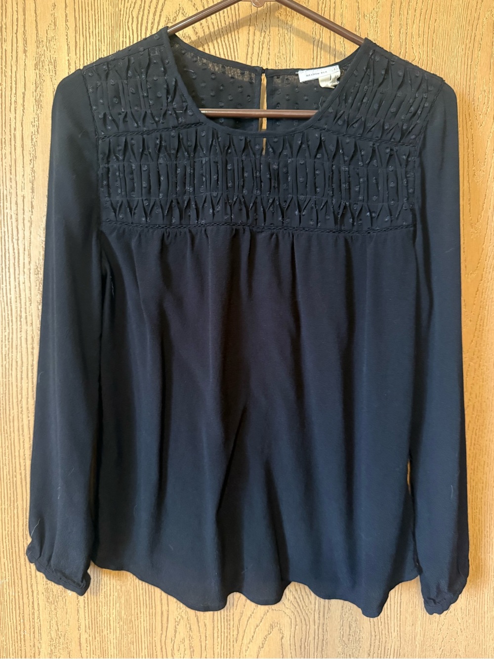 Meadow Rue Smocked Yoke Long-Sleeve Blouse